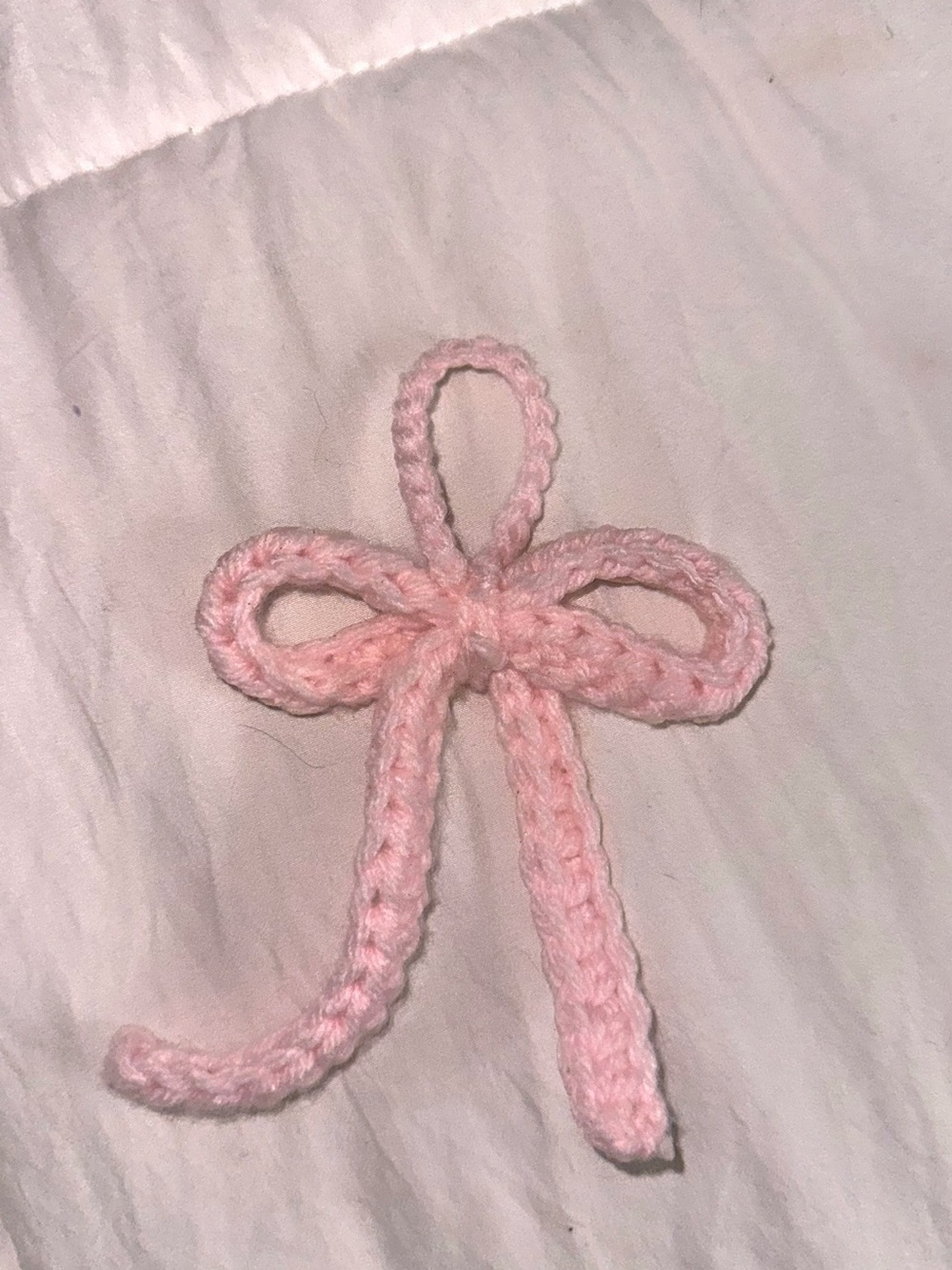 Pink Crochet Bow Keychain